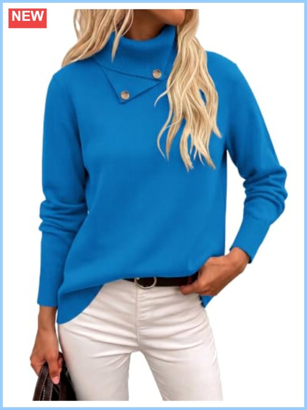Womens Turtleneck Pullover Sweater Long Sleeve Knit Top Fall Winter Cozy